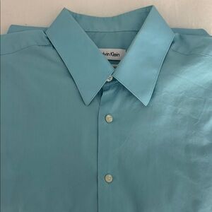 Calvin Klein Men's Aqua Dress Shirt